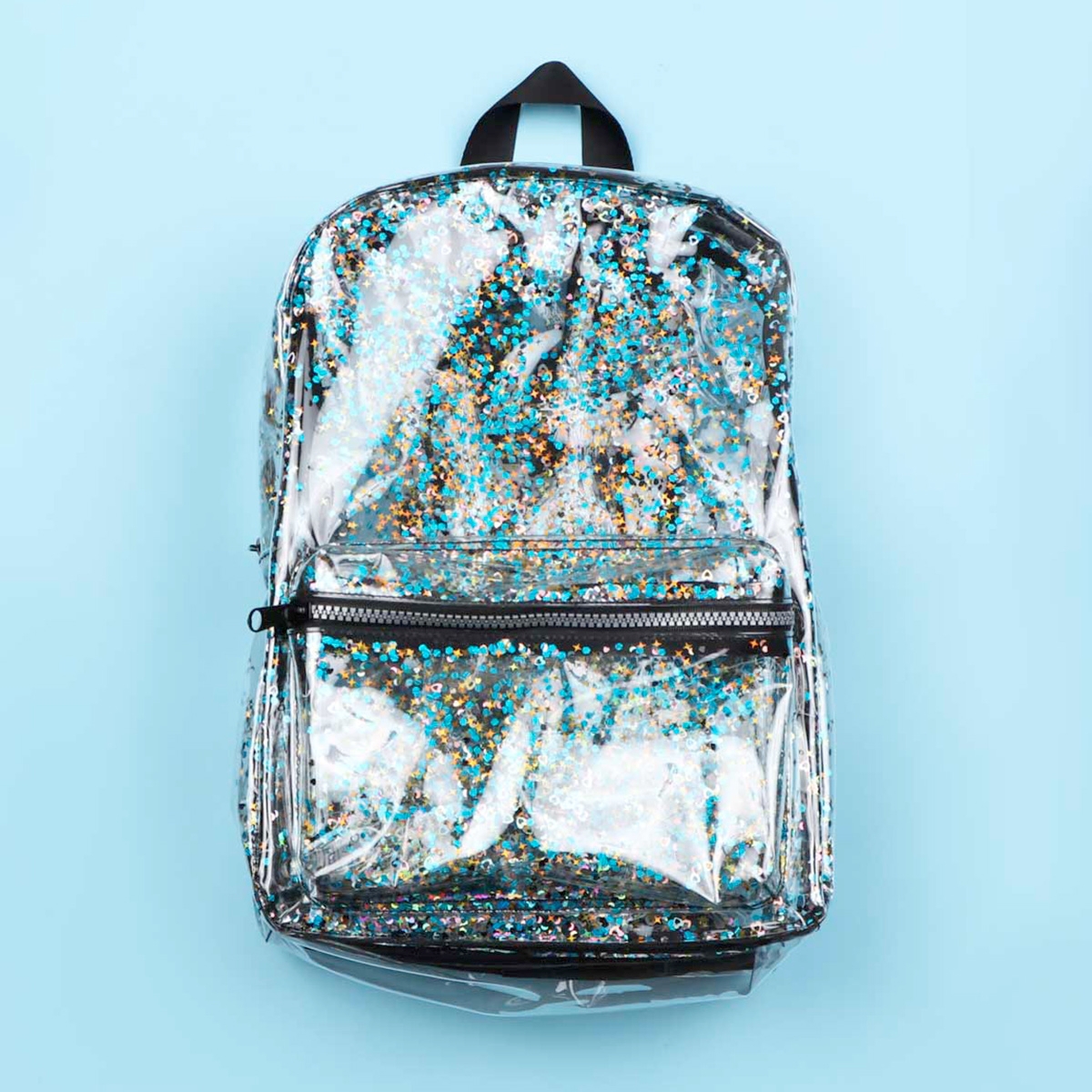 Backpack Glitter, transparent/black